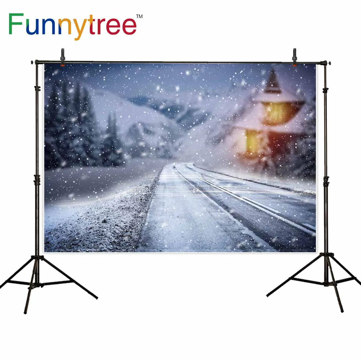 Фоны funnytree для фотостудии Зимний снег боке дорога природа Рождество фон Фотофон с