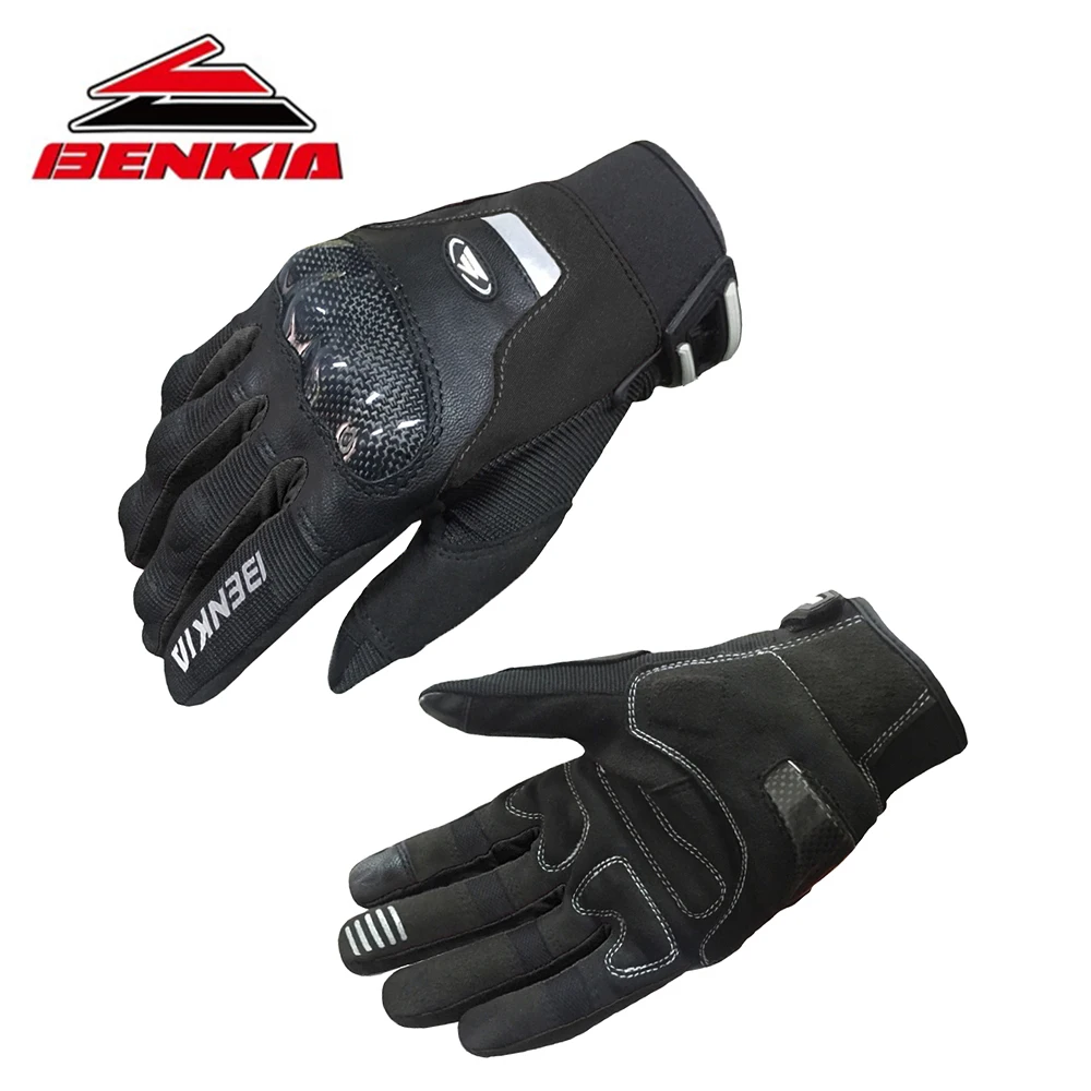 

BENKIA Motorcycle Gloves Leather Moto Gloves Luvas Protective Racing Gloves Carbon Fiber Protection Touch Screen Green/Red/Black