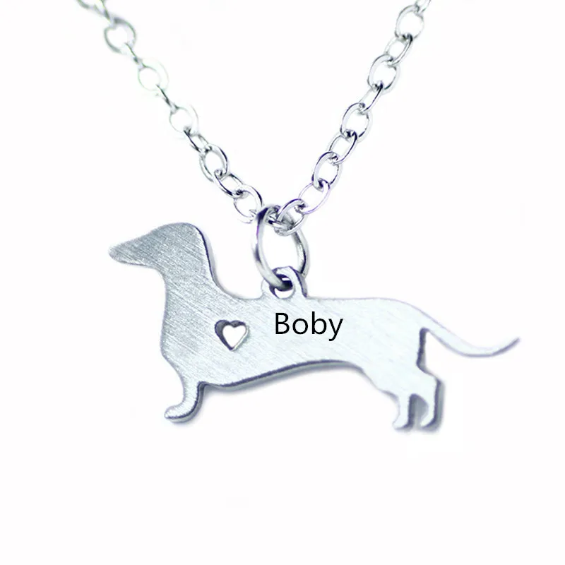 

New Stainless Steel Dog Jewelry,Custom Teckel Necklace Stainless Steel Jewelry, Can Engrave Dog Name Pet Jewelry ,