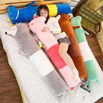 

100-175cm Huge Cartoon Animal Striped Unicorn Hedgehog Pillow Bedroom Plush Pillow Decoration Toy Christmas Gift