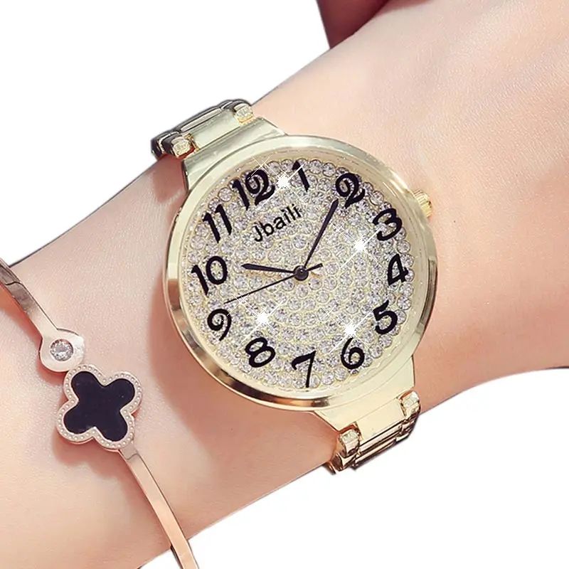 

Fashion Golden Silver Rhinestone Women Watches Simple Style Quartz Watches Ladies Wrist Watch Elegant Clock With Gifts Box
