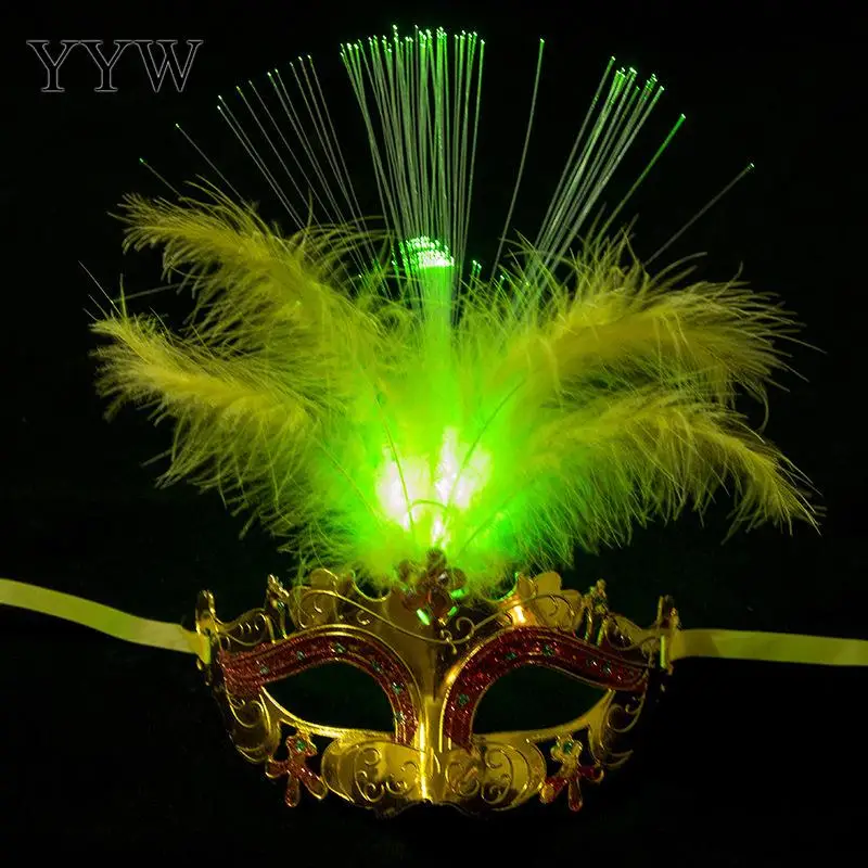 Sexy Venetian Mask Woman Costume Sexy Masquerade Masks With Led Light Venice Feather Flower Cosplay Carnival Party Performance