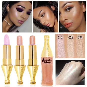 

maquiagem profissional completa Makeup Highlighter Shimmer Glitter Cosmetic Face Brighten Contouring Makeup Highlighter Stick