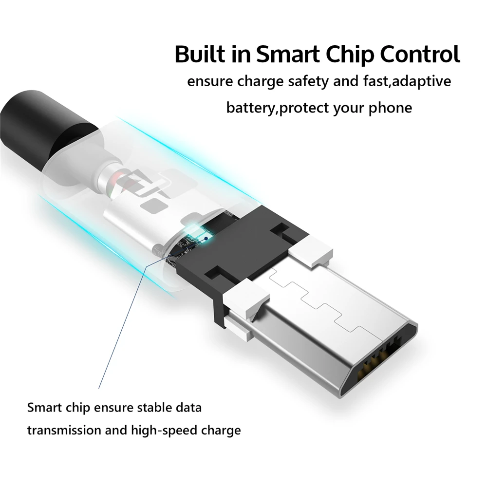 النايلون المصغّر usb كابل TIEGEM 3A سريع شحن USB مزامنة بيانات الهاتف المحمول الروبوت محول كابل الشاحن لسامسونج سوني HTC LG