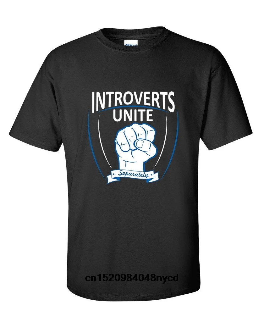 Gildan funny t shirts INTROVERTS UNITE-SEPERATELY Funny BEEFY T Shirt Black | Мужская одежда
