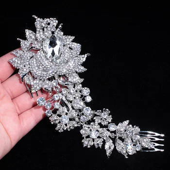 

Brand Elegant Wedding Hair Jewelry Accessories for Women Charm Crystal Flower Bridal Hair Comb Head Pieces Hair Pins