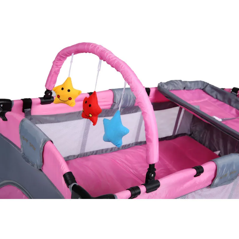  2017 High Quality Infant Cartoon Crib Shelf Exporting High-profile European Foldable Playpen Baby B