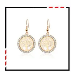 Hot Tree of Life Crystal Round Small Pendant Necklace Gold 4 1