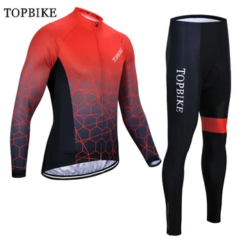 

TOPBIKE fietskleding wielrennen winter heren set Winter Thermal Fleece Cycling Jersey suits Long Sleeve Bicycle Cycling Clothing