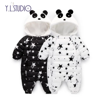

2020 Baby Winter Snowsuit Plus Velvet Thick Zipper Boys Panda Jumpsuit Infant Fleece Romper Baby Girls Overalls Toddler Onesies