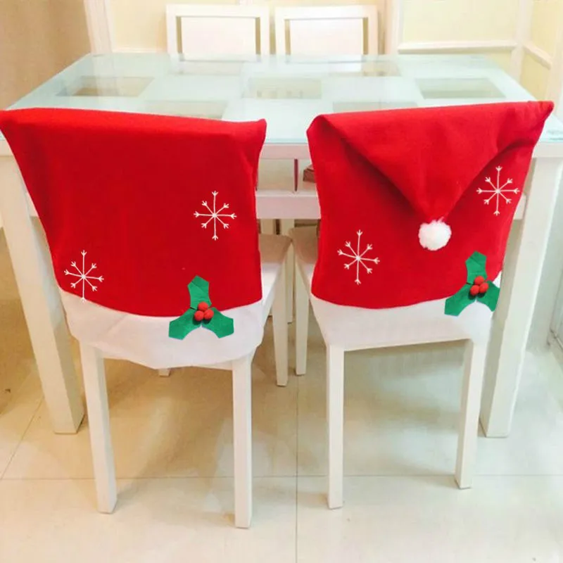 2016 Fashion Santa Clause Red Hat Chair Cover Christmas Dinner Table Party Decor for Snowflake Sets 1pcs 5ZHH163 | Дом и сад