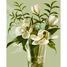 Новая Безрамная Картина маслом DIY цифровая картина-Раскраска по номерам холст с абстрактным искусством домашний декор настенная живопись цветок Магнолия