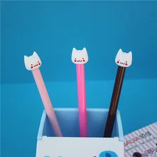 2 шт/партия милый кот 0,38 мм гелевая ручка kawaii улыбка кошка черные чернила ручки Офисные и Школьные принадлежности