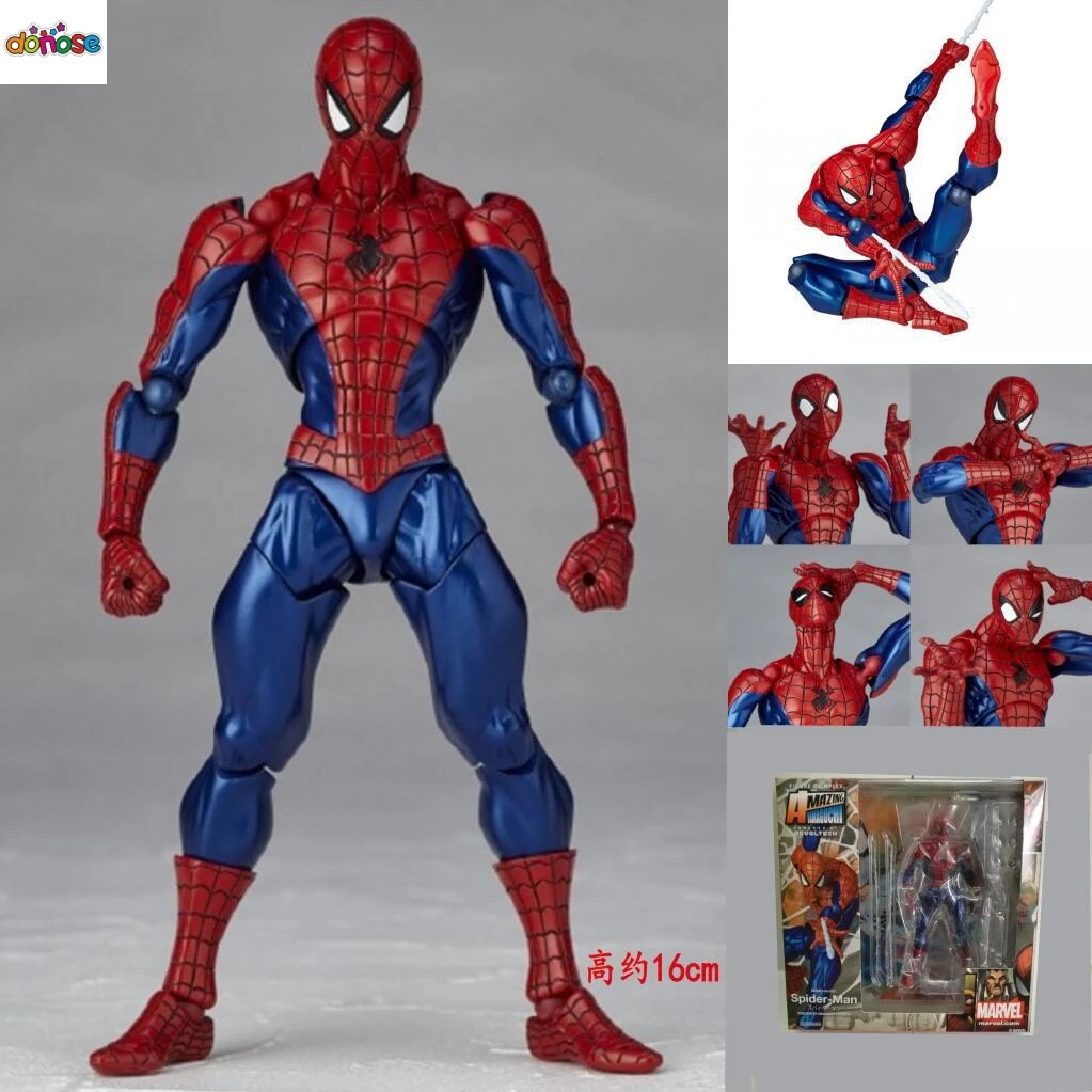 

Cartoon AMAZING YAMAGUCHI Spiderman Tokusatsu Revoltech No.002 Hero Spider Man PVC Action Figure Collection Model Kids Toy