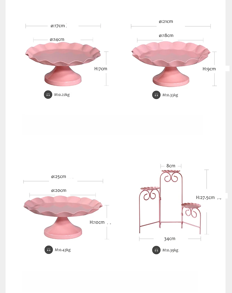 suporte de decoração doce em rosa para bandeja para fornecedor de festa de montagem para decoração de casa