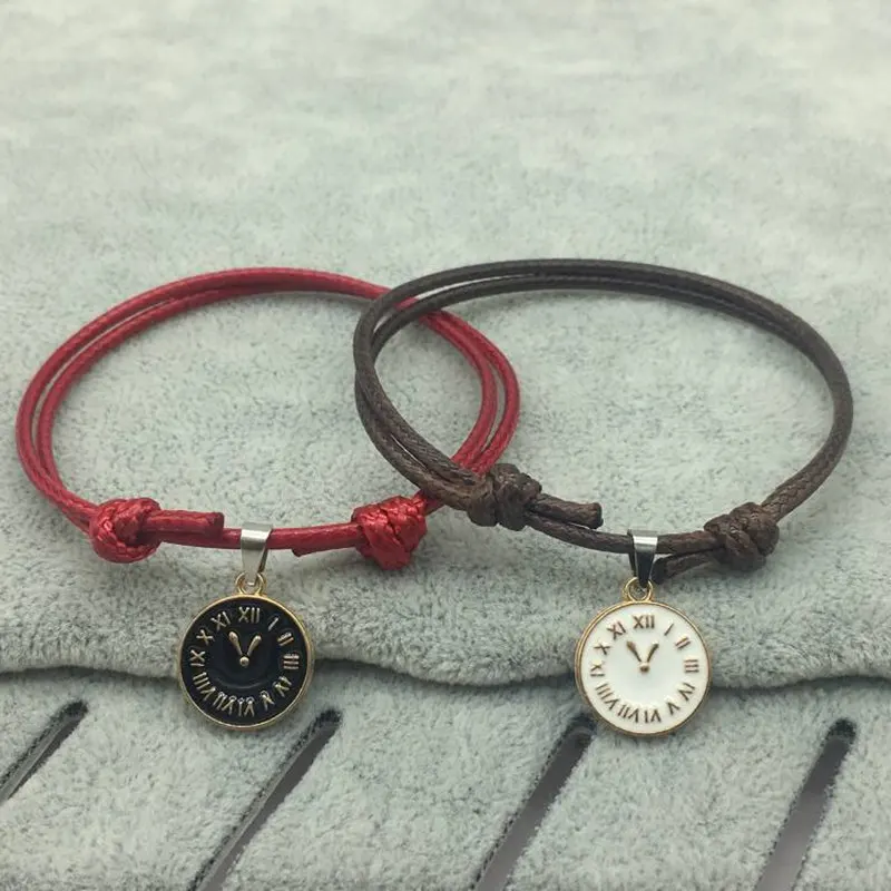 

JIA&KOU 2pcs/set Alloy Creative Clock Time Bracelets Significant Couple Bracelets Desiner Gift For Lovers Girl Friend JKB020