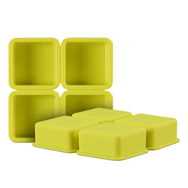 

DIY Baking Cake Mold 4 Connected Square Molds Silicone Soap Making Tool Mould