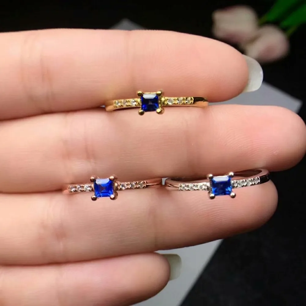 Shilovem 925 стерлингового серебра настоящий натуральный сапфир, кольца ювелирные украшения, обручальные кольца, тренд разомкнутые кольца 3*3 мм cj030309agl