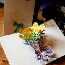 Золотой Солнечный цветок 3D всплывающие поздравительные открытки с конвертом спасибо поздравительные открытки на день матери 6A0674
