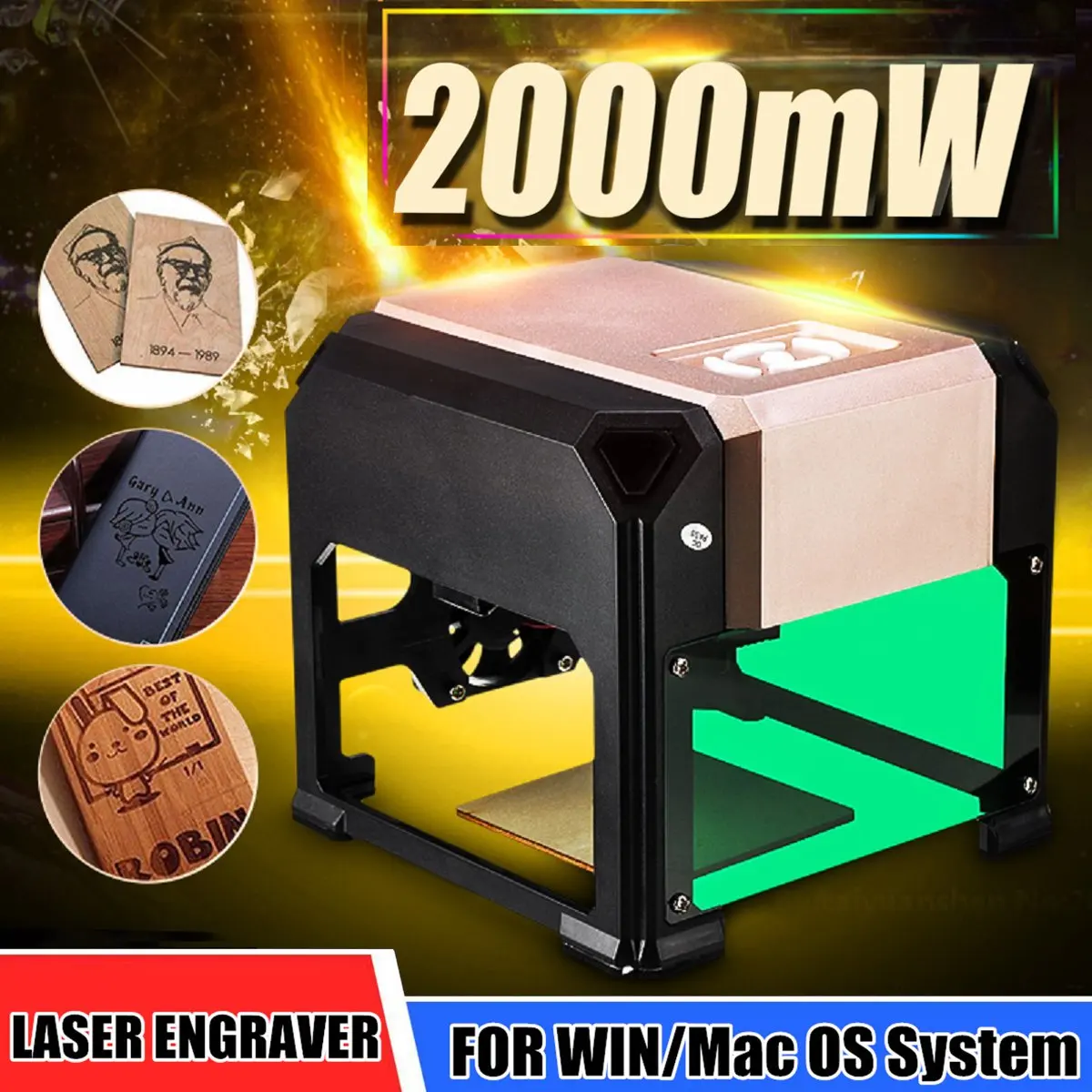 

New 2000mW Upgraded USB Laser Engraver Printer Cutter Carver DIY Logo Marking Engraving Machine FOR WIN/Mac OS System