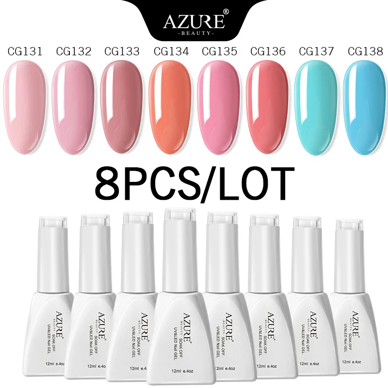 Azure Beauty 5/8/10/20Pcs UV Semi Permanent Nail Gel Set Long Lasting Led Nail Enamel Varnish Azure Nail Gel Set Soak Off Uv/Led - Цвет: 8PCS SET