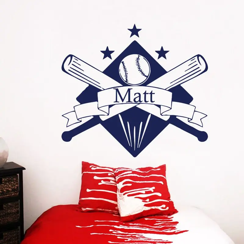 DCTAL Baseball Car Windows Sticker Name Sports Decal Posters Vinyl Wall Decals Pegatina Decor Mural Baseball Sticker