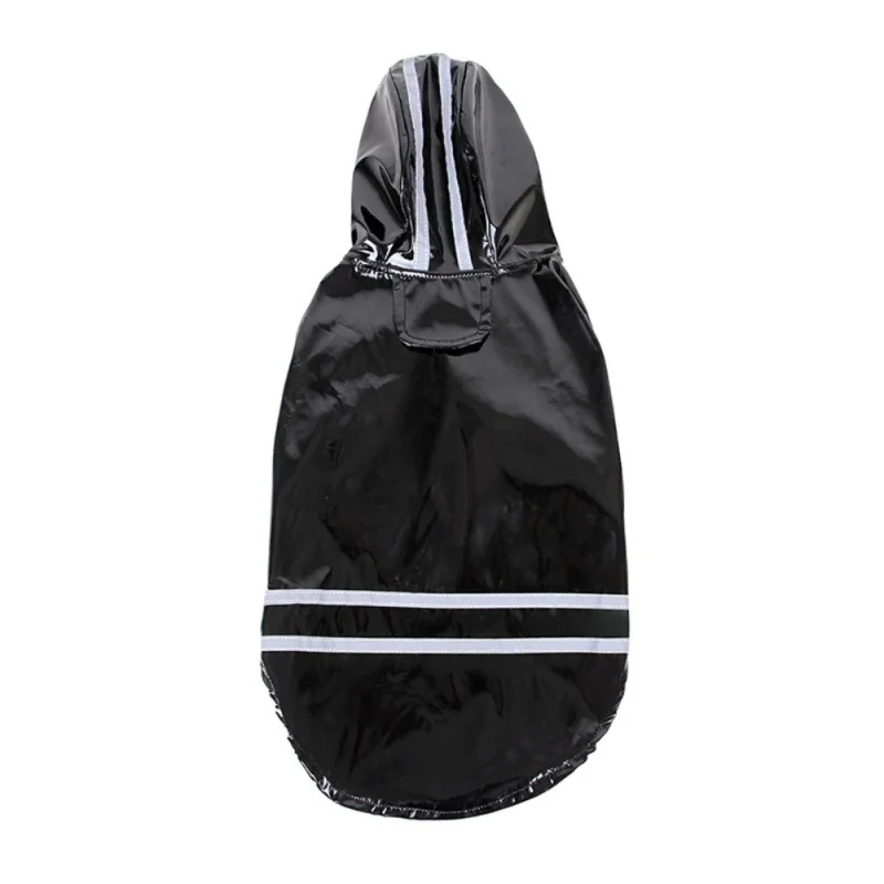 Для питомцев на прогулке плащ Водонепроницаемый Собака куртка-дождевик Светоотражающие Костюмы в темное время суток плащи одежда для дождевик для больших собак - Цвет: Черный
