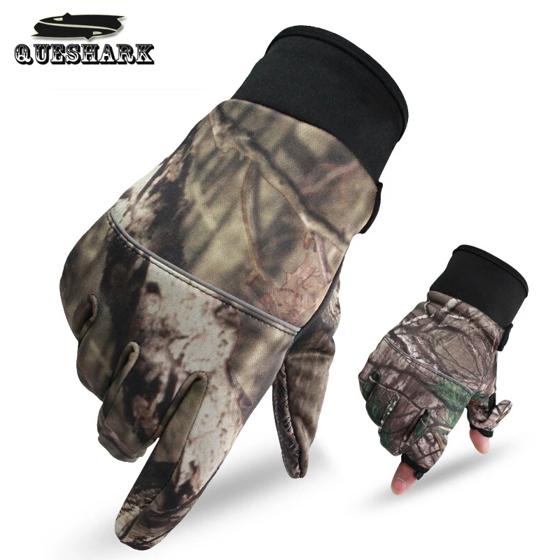 2 Fingers Cut Tactical Camo Fishing Gloves Hunting Gloves Anti Slip