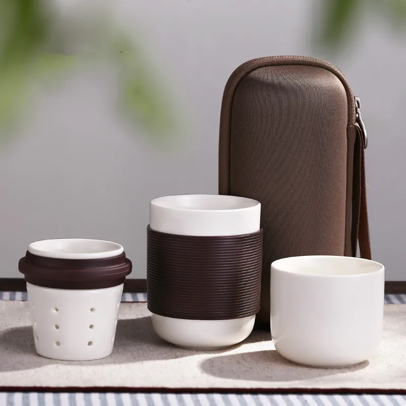 Высококачественный китайский фарфоровый чайный сервиз, портативная керамическая чайная бутылка с портативной сумкой, хороший дорожный чайный сервиз, керамическая чашка