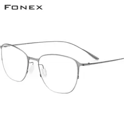 FONEX титановые очки с оправой из сплава оправа мужские ультралегкие квадратные женские рецептурные овальные близорукости оптические очки с
