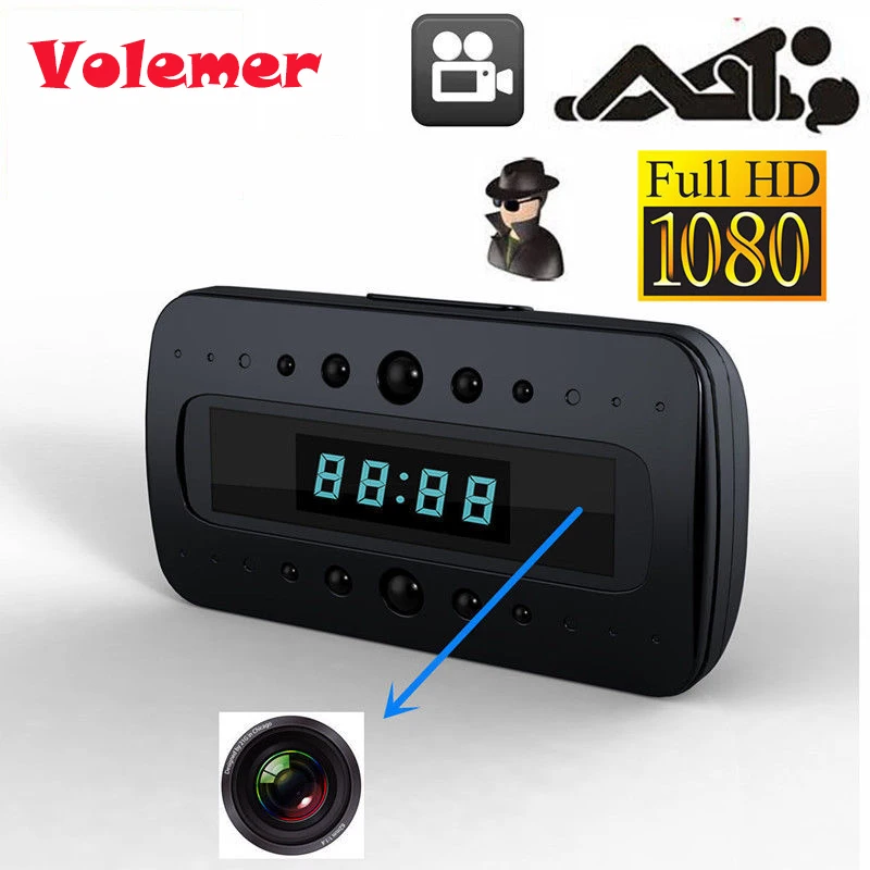 

Volemer 2017 HD 1080P Camera Clock IR Night Vision Motion Detection Mini DV+Remote Mini Security Smart Camcorder Support TF card