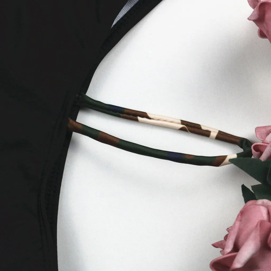 Biquinis feminino набор бикини с камуфляжным принтом из двух частей купальник сексуальный без бретелек Топ с принтом бикини для женщин