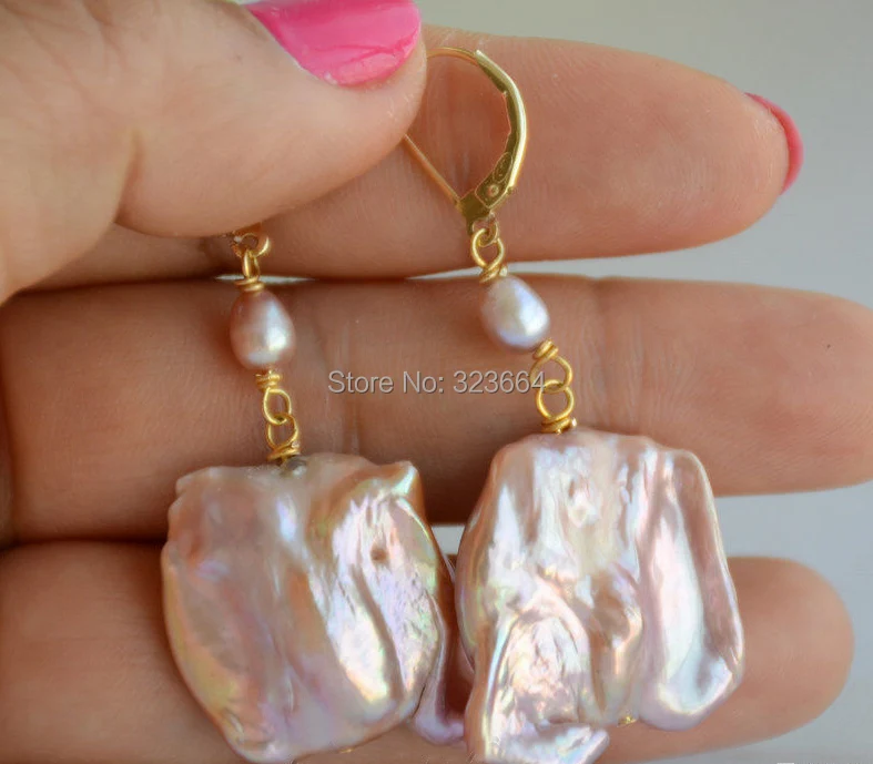 

22mm LAVEDNER BAROQUE KESHI REBORN PEARL DANGLE EARRING