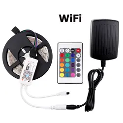 5 м Wi-Fi rgb светодиодные полосы света водонепроницаемый SMD 2835 3528 ленты rgb лента 12 v 24Key Wi-Fi пульт дистанционного управления DC12v adapter kit