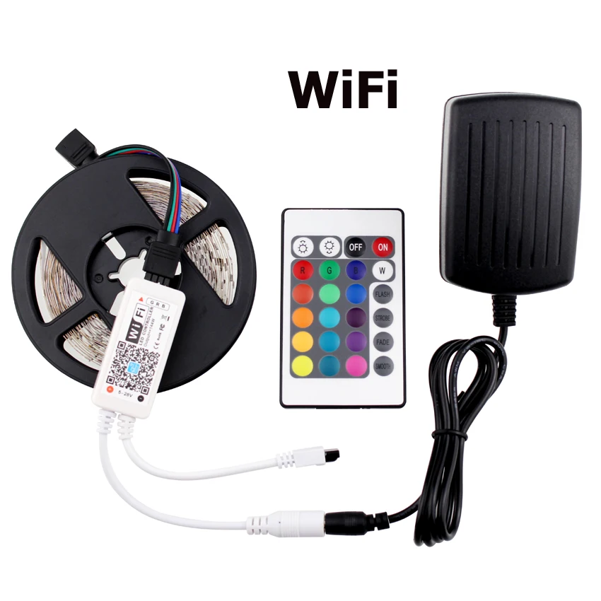 12 В Светодиодная лента rgb wifi управление 2835 водонепроницаемая RGB DC12V Диодная Гибкая