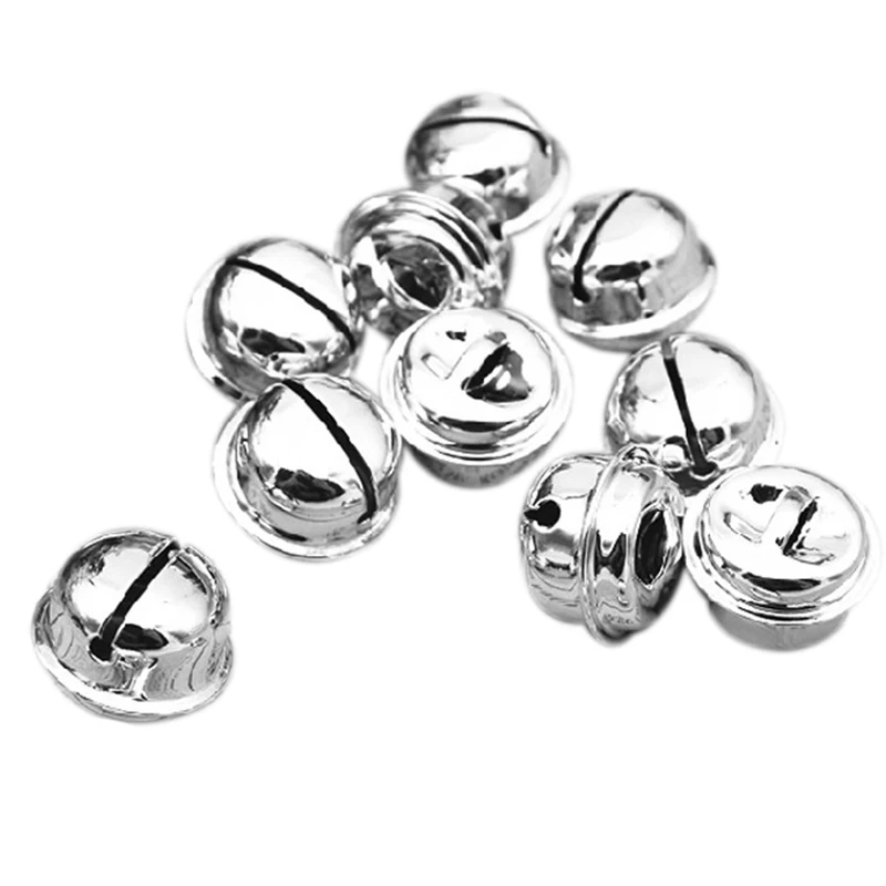 

10 pieces, silver colored, Christmas tree decoration bells, metal, ring, 20 mm