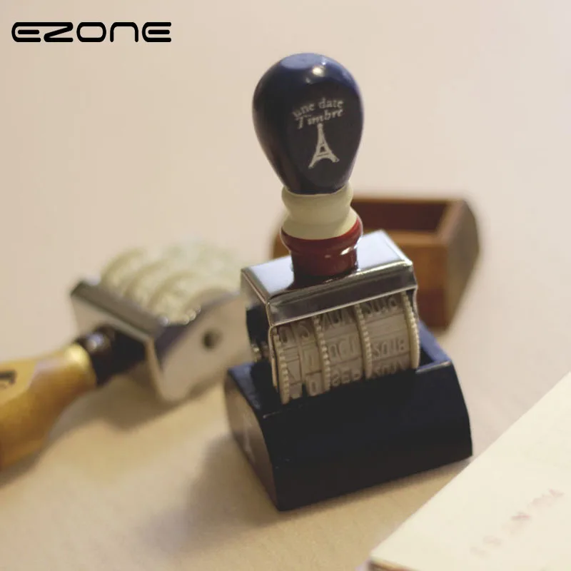 

EZONE Retro Date Stamper Roller Seal For Scrapbooking Stamping DIY Wooden Rubber Stamp Diary Decorative Signet Stationery Gifts