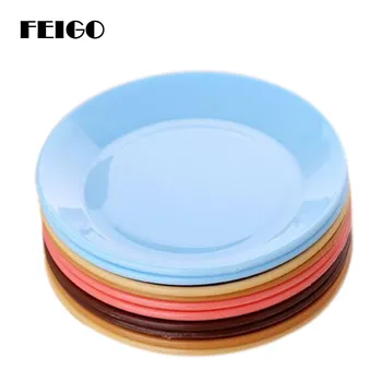 

FEIGO 1Pc Dinner Plates Colorful Tableware Fruit Saucer Food-grade Plastic Plates Snack Dish Kitchen Supplies Dishes Plates F511