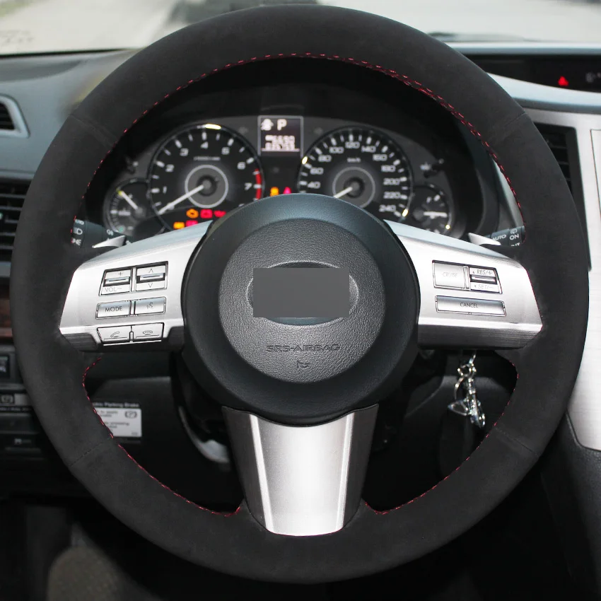 Черная замша DIY Ручная прошитая крышка рулевого колеса автомобиля для Subaru Outback 2012