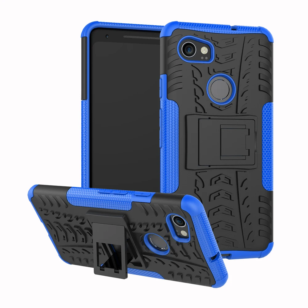 

For Google Pixel 2 XL Shockproof Silicone Armor Phone Case For GOOGLE Pixel XL Protection TPU +PC Luxury Stand Full Case Cover