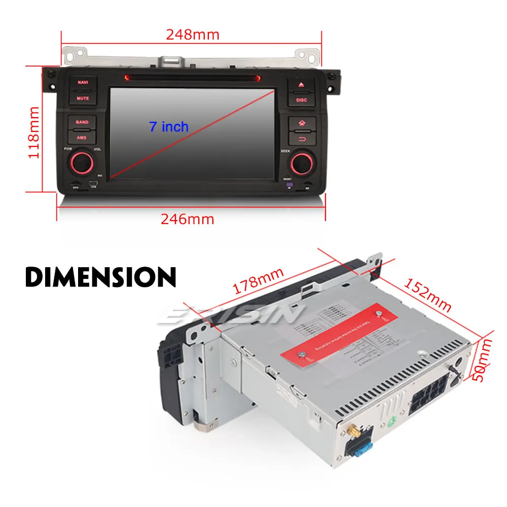 Best Erisin ES7546B 7" Android 8.0 car dvd Octa core DAB+ TPMS OBD BT 4G For BMW E46 318 320 325 M3 Rover75 MG ZT 2