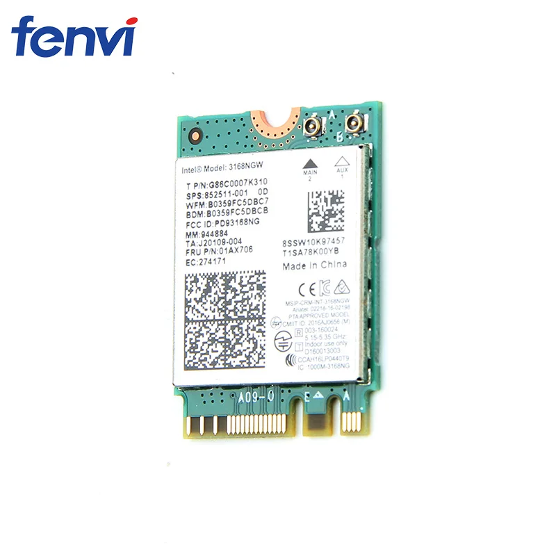 Двухдиапазонный беспроводной мини Wlan для Intel 3168 AC 3168NGW NGFF M.2 802.11ac Wifi Bluetooth 4,2 карта 2,4G 5 ГГц сетевой Wi-Fi адаптер