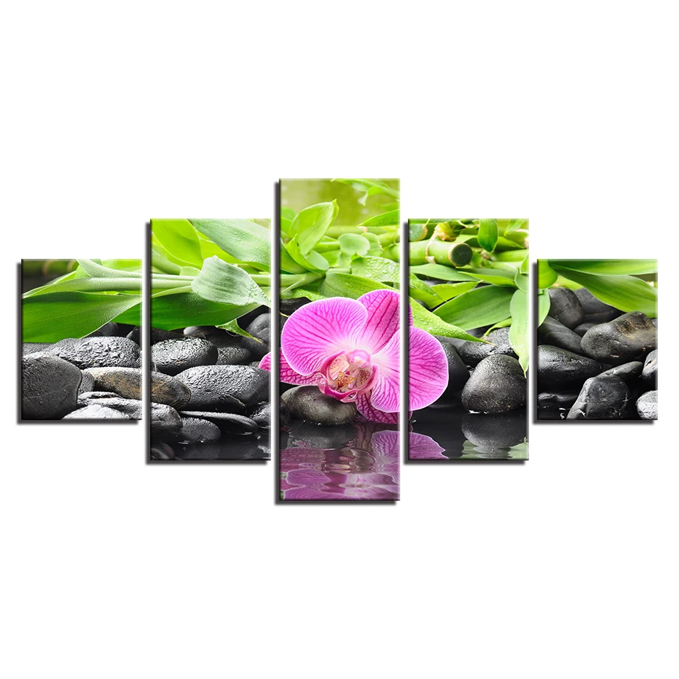 Canvas-Pictures-Modular-Living-Room-Decor-Framework-5-Pieces-Stones-Bamboo-Orchid-Flowers-Paintings-Wall-Art (1)