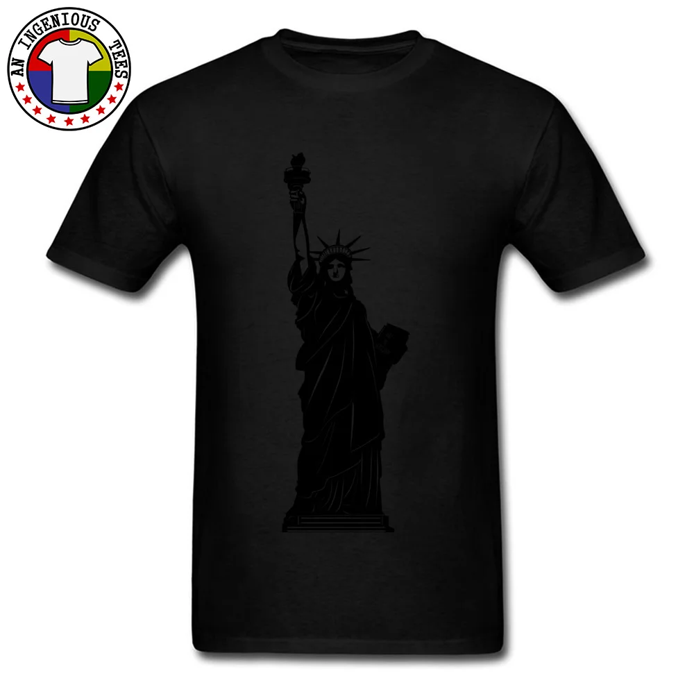 Casual Statue Of Liberty Black Crewneck T-Shirt Father Day Tops & Tees Short Sleeve for Men Fashion Pure Cotton T-shirts Statue Of Liberty Black black
