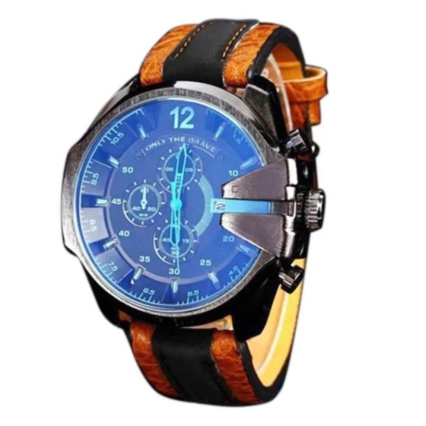 

Creative Men's Analog Sport Steel Case Quartz Dial Synthetic Leather Wrist watch men military mens watch reloj montre