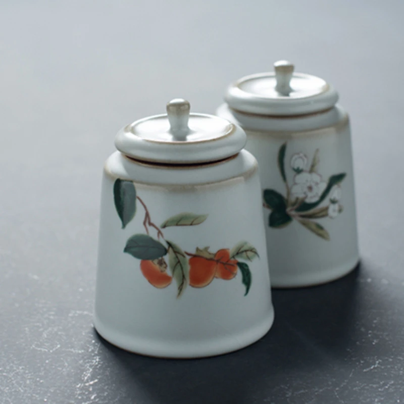 

Moon White Pottery Tea Pot Kiln Old Rock Mud Tea Pot Tea Ceremony Sealed Tank Pu'er Tea Storage Tank A
