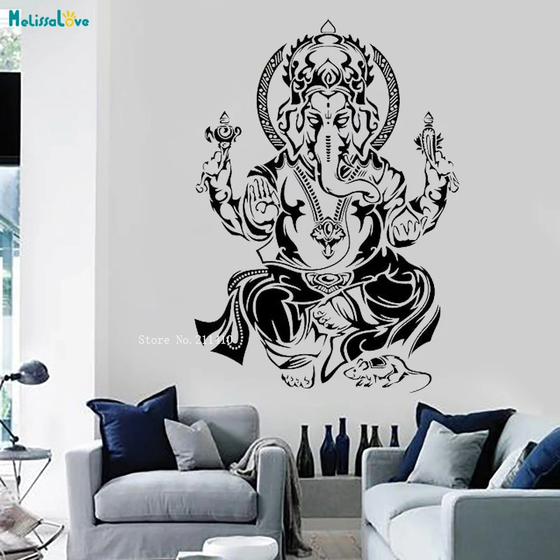 Wall Tattoo India Elephant with Ornaments Flower Wall Sticker Decoration 