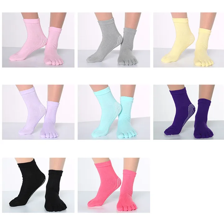 4 PF Cotton Socks Five Fingers Multicolor Socks Skid Resistance Dots Pattern Printing Chaussette Femme Women's Toe Socks WZ035