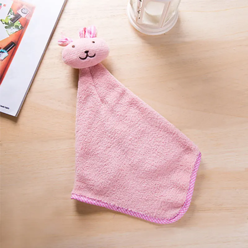 Милое детское полотенце для рук с животными, детское банное полотенце, мягкое плюшевое полотенце для малышей с мультяшным животным, детское полотенце для купания - Цвет: Pink rabbit