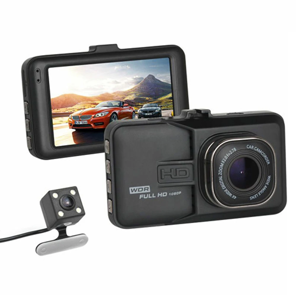 Original Podofo Dual Lens Car DVR Dashcam 1080P Video Recorder Registrator with Backup Rearview Camera Camcorder WDR BlackBox 